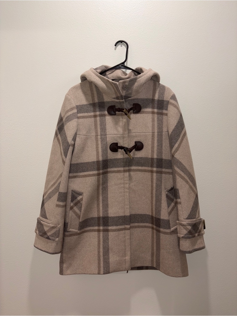 Cinzia Rocca Plaid Print Hooded Duffle Coat - NWOT